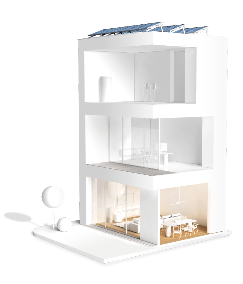 Edificio con sistema fotovoltaico